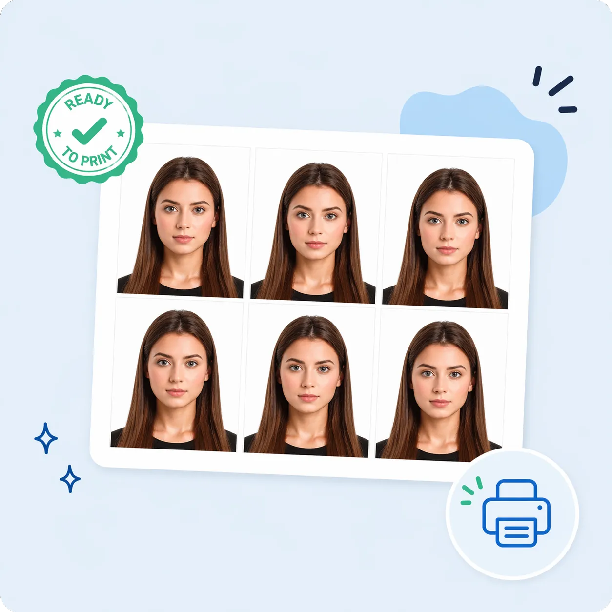 Printable 4x6 passport photo sheet