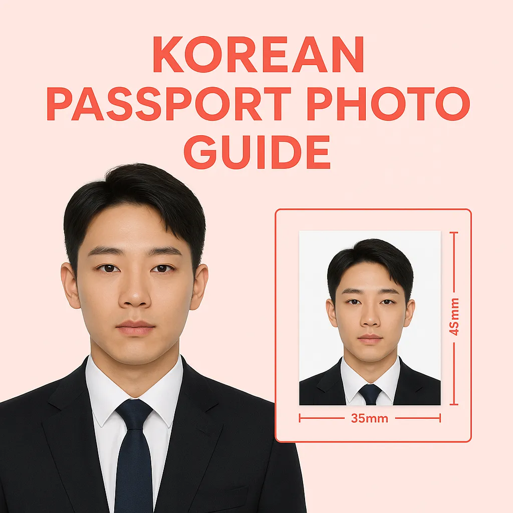 여권 사진 규격 가이드 다이어그램