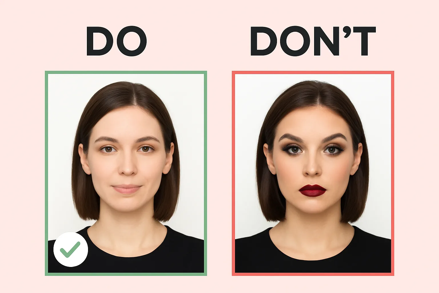 Ejemplos de maquillaje permitido en fotos de pasaporte