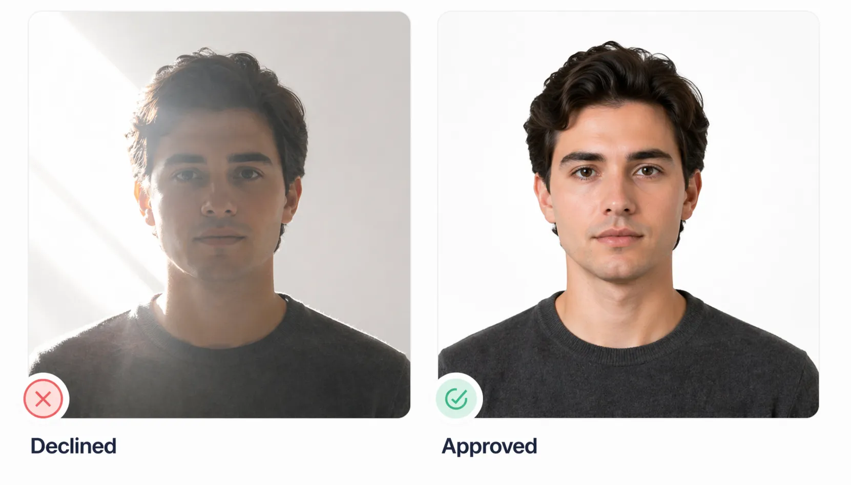 Soft even light for a passport photo